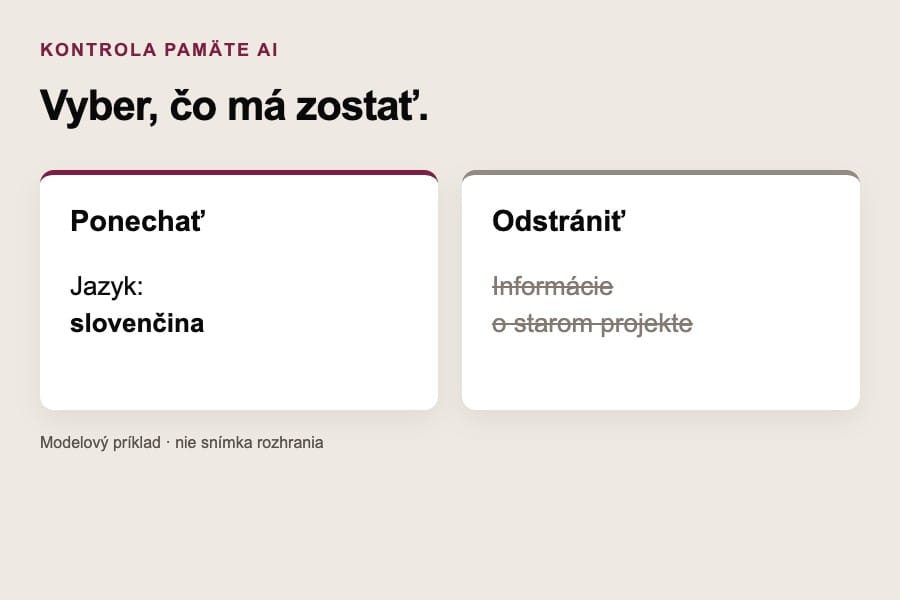 Modelový výber údajov pamäte: ponechať jazyk a odstrániť starý projekt.
