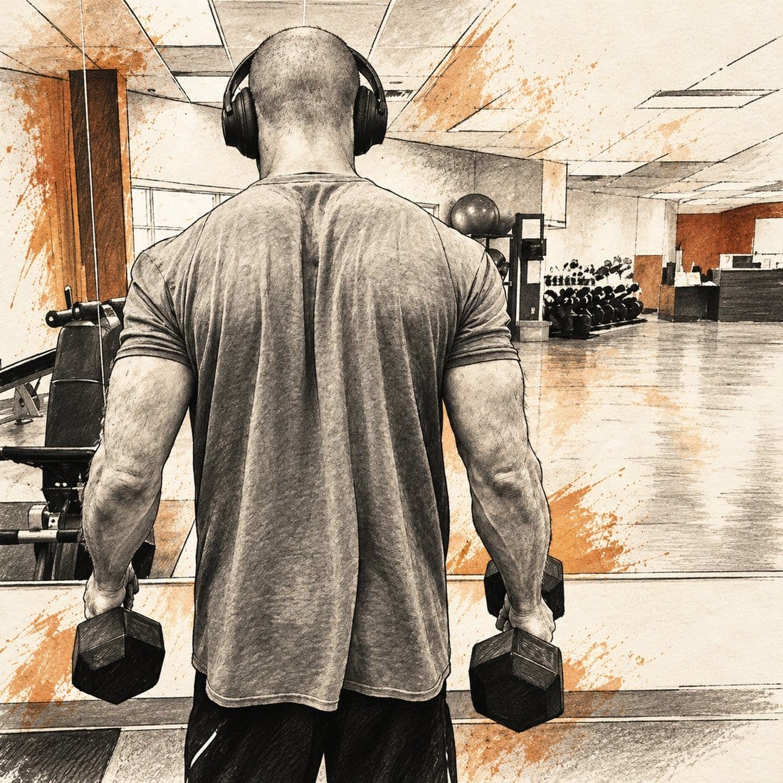 Ian training with dumbbells