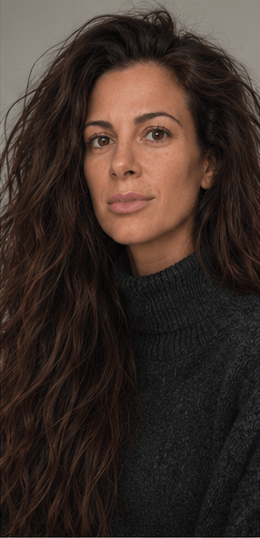 Portrait en noir et blanc de Julie-Marie Filippi