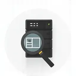 database, magnifying glass