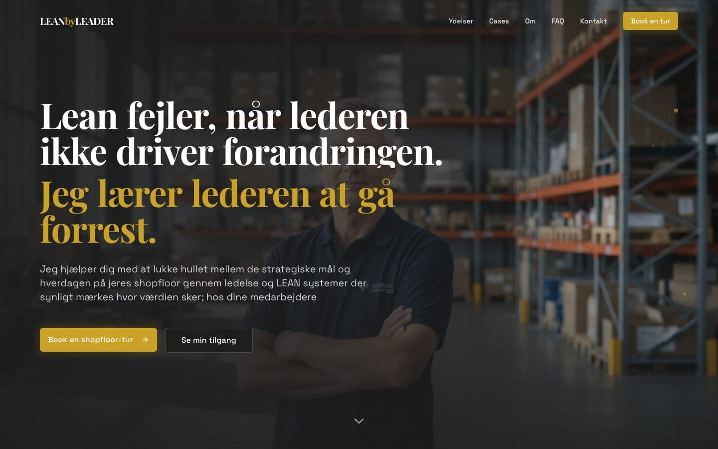 Forsiden af et udkast til en hjemmeside om lean-ledelse