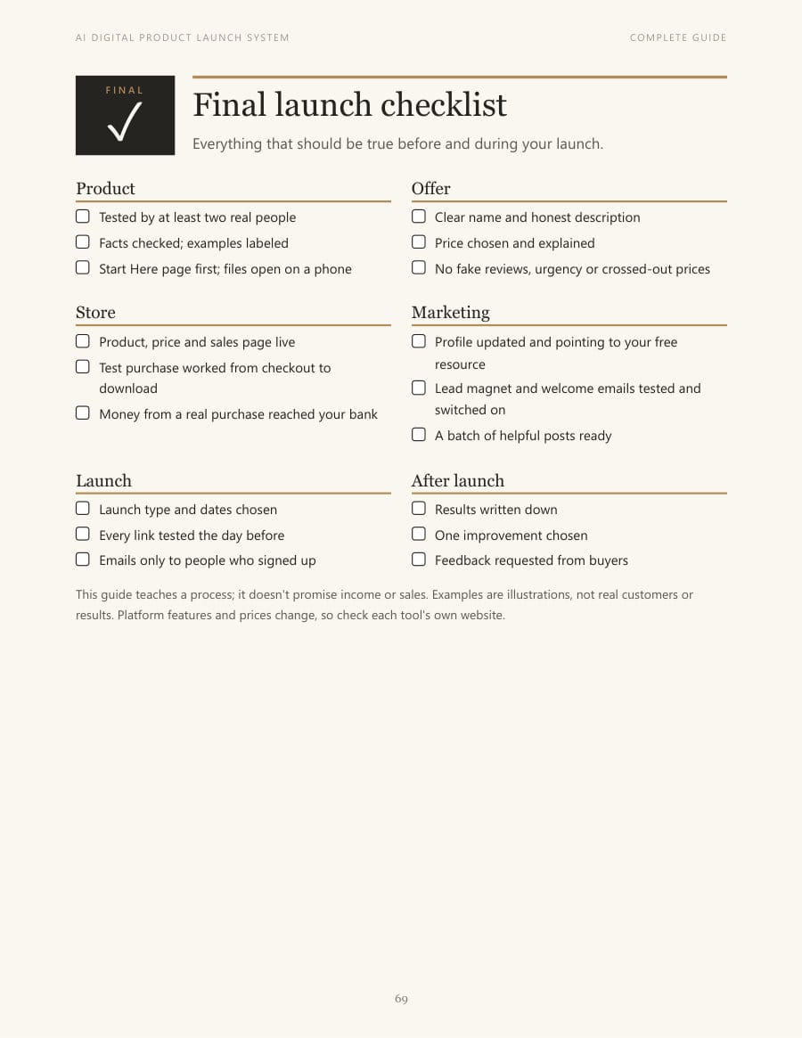 Page 69: the final launch checklist