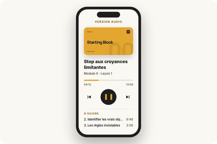 La version audio d'une leçon sur téléphone