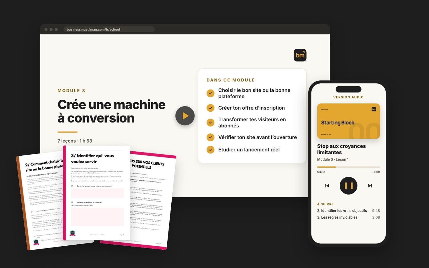 Le programme WMA en vidéo sur ordinateur, en audio sur téléphone et en PDF