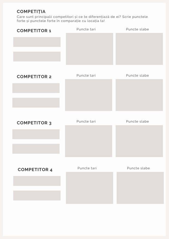 Pagina Competiția din workbook