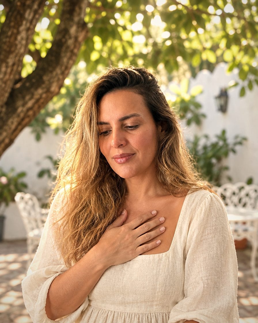 Federika con la mano en el corazón