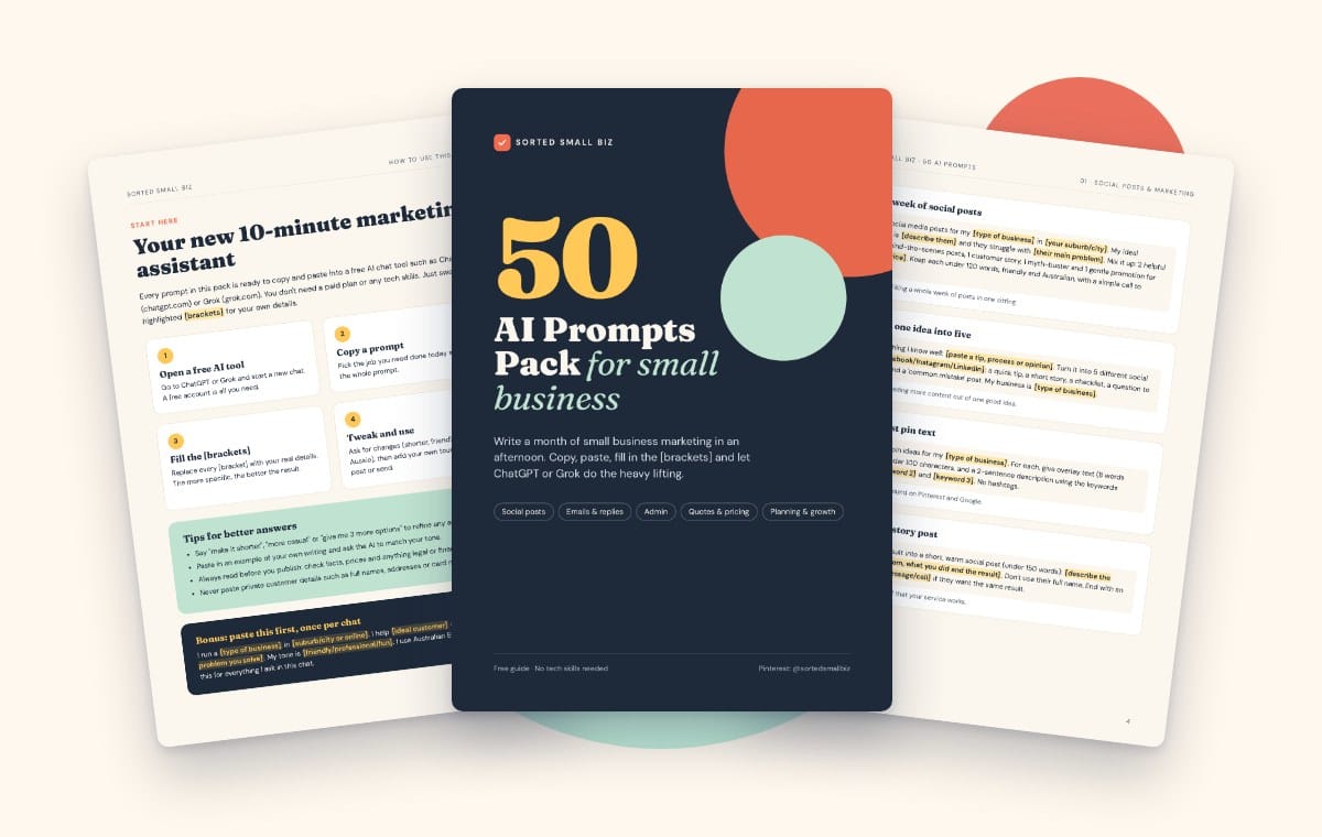 Pages from the 50 AI Prompts Pack