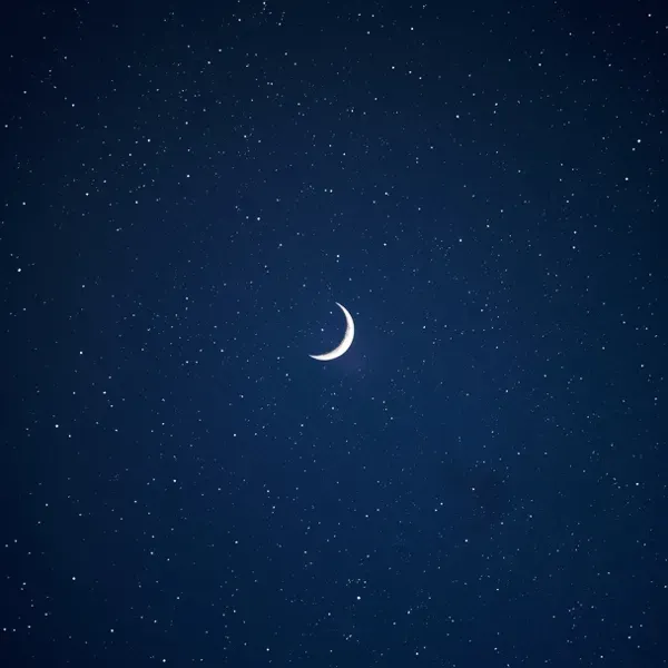 course cover, crescent moon, stars, deep indigo nebula