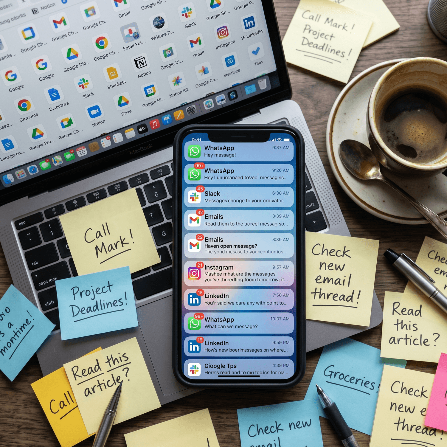 Attention diluée par les notifications