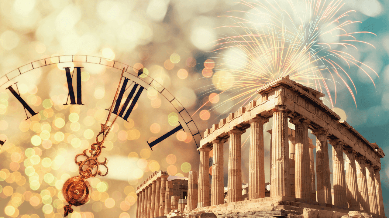 Parthénon illuminé au Nouvel An, symbole de magie de la vie pour réaliser ses rêves en 2026