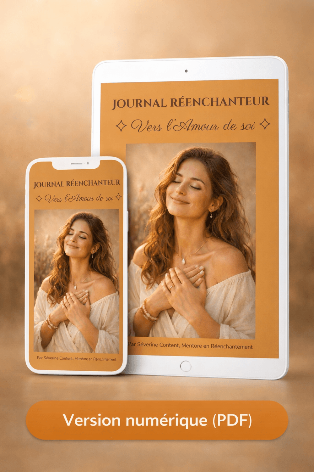 présentation du Journal Renaître à l'amour de soi, version numérique, illustré par une femme souriante