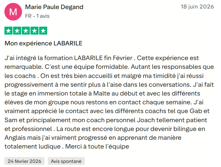 Avis client Labarile English 6
