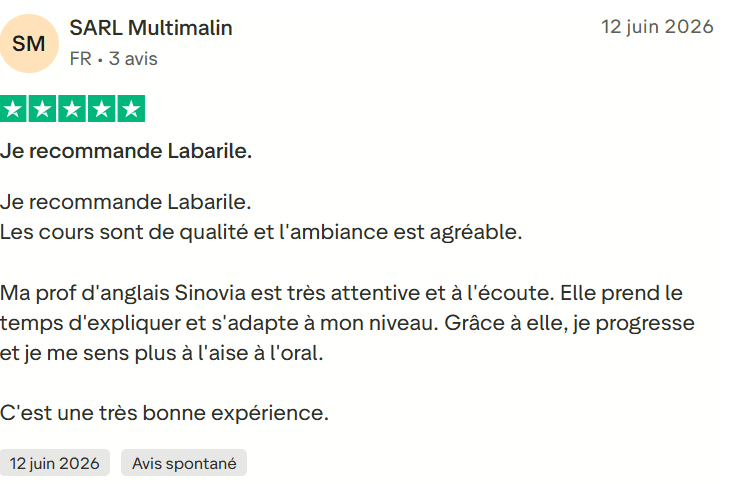 Avis client Labarile English 10