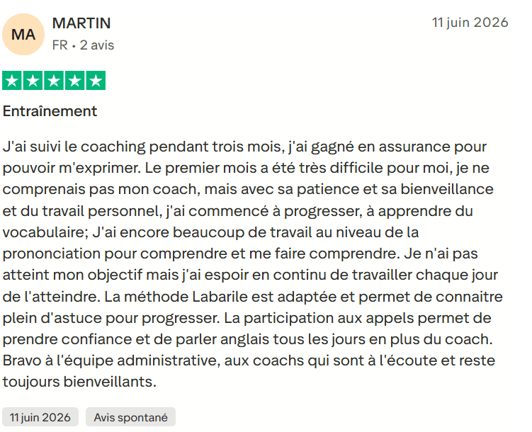 Avis client Labarile English 12