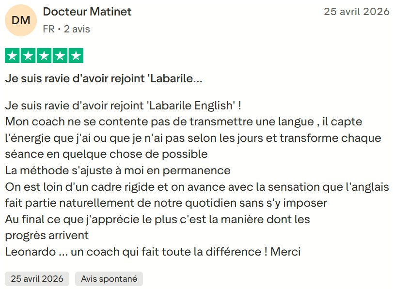 Avis client Labarile English 15