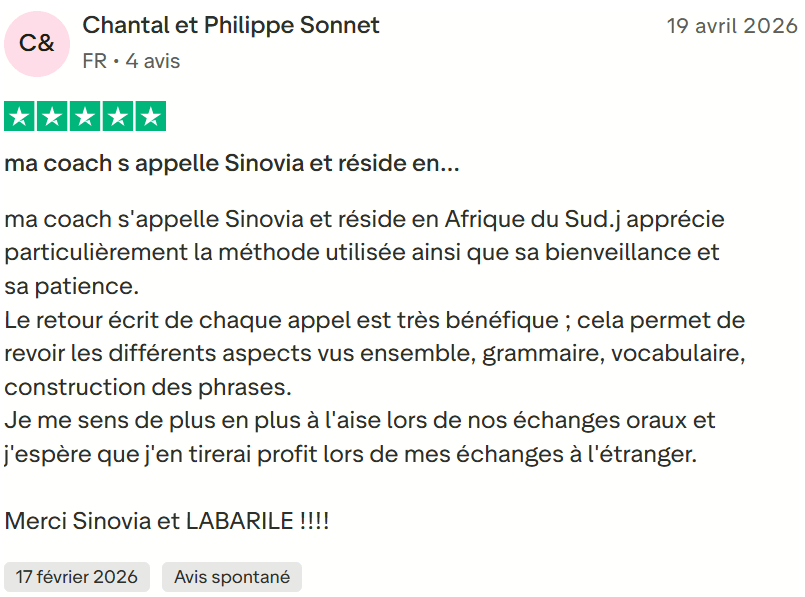 Avis client Labarile English 19