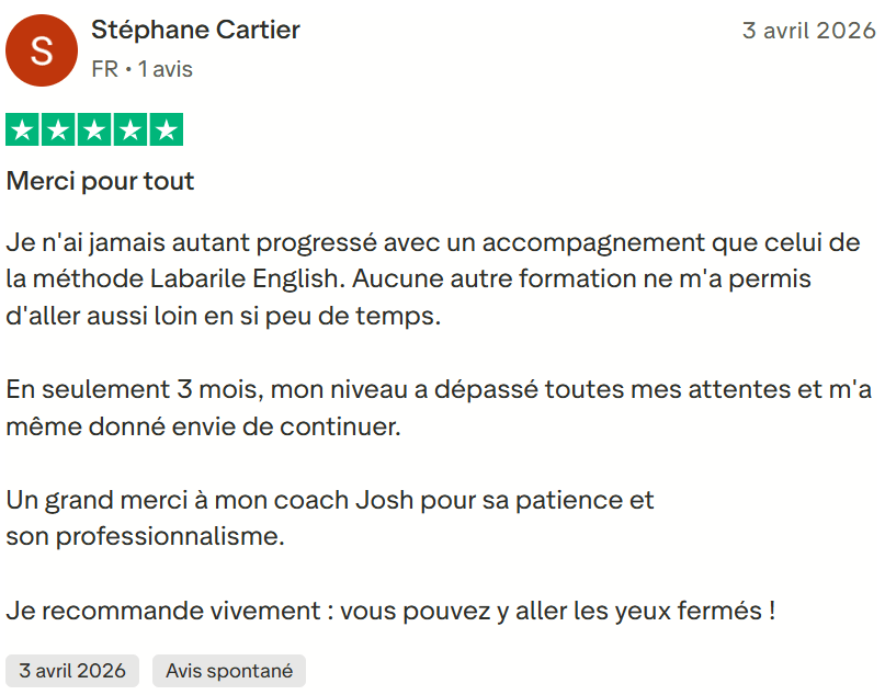 Avis client Labarile English