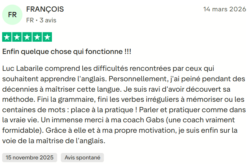 Avis client Labarile English