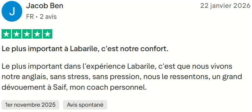 Avis client Labarile English