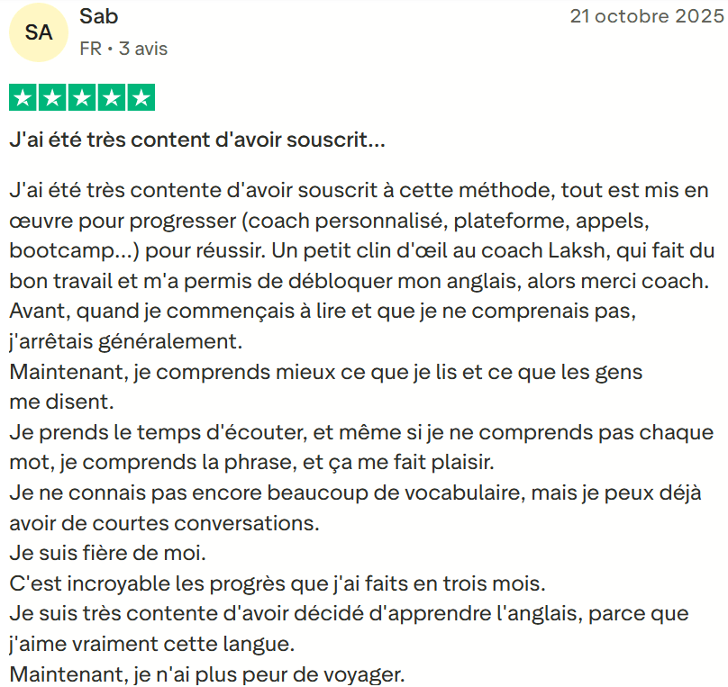 Avis client Labarile English