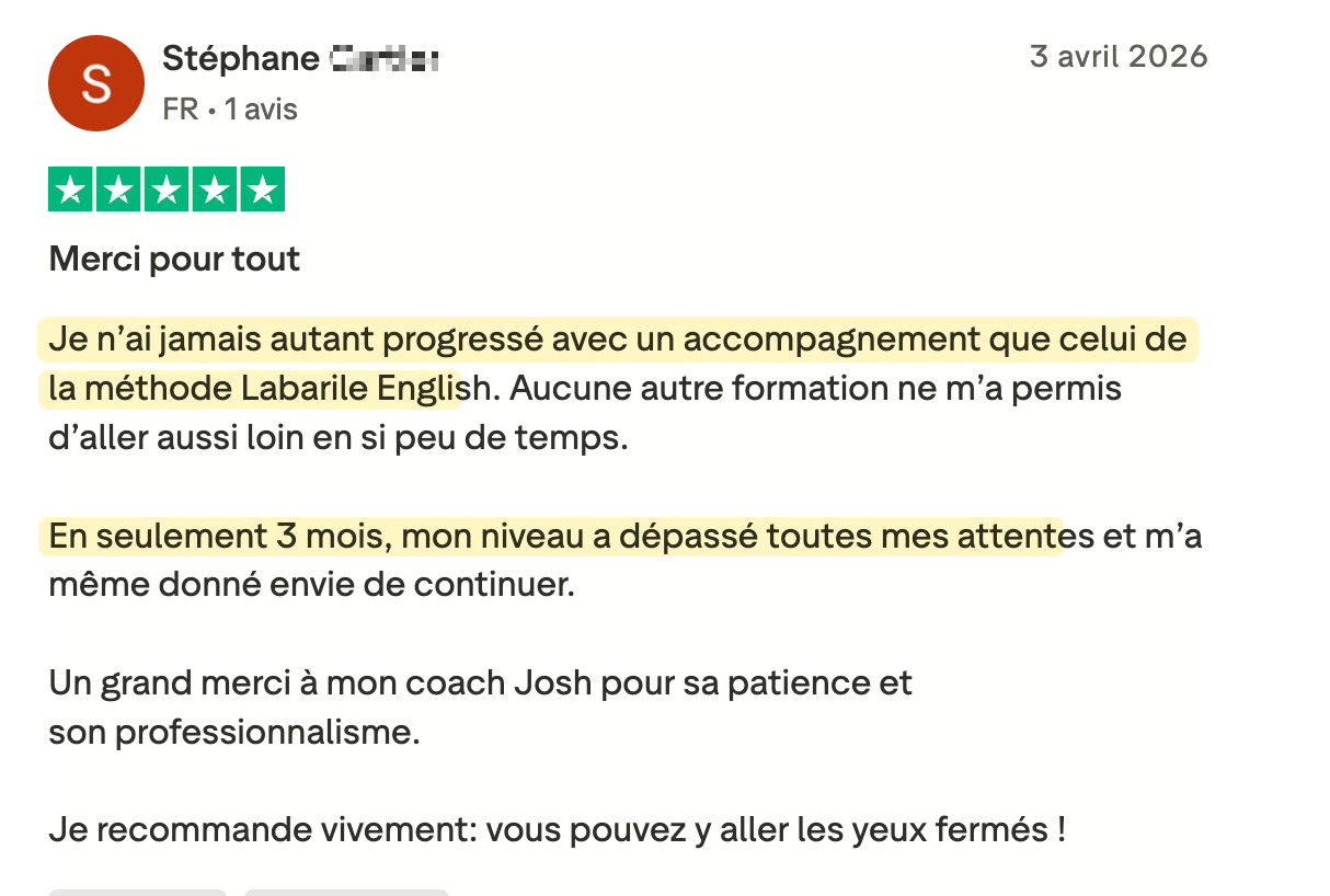 Avis client Labarile English