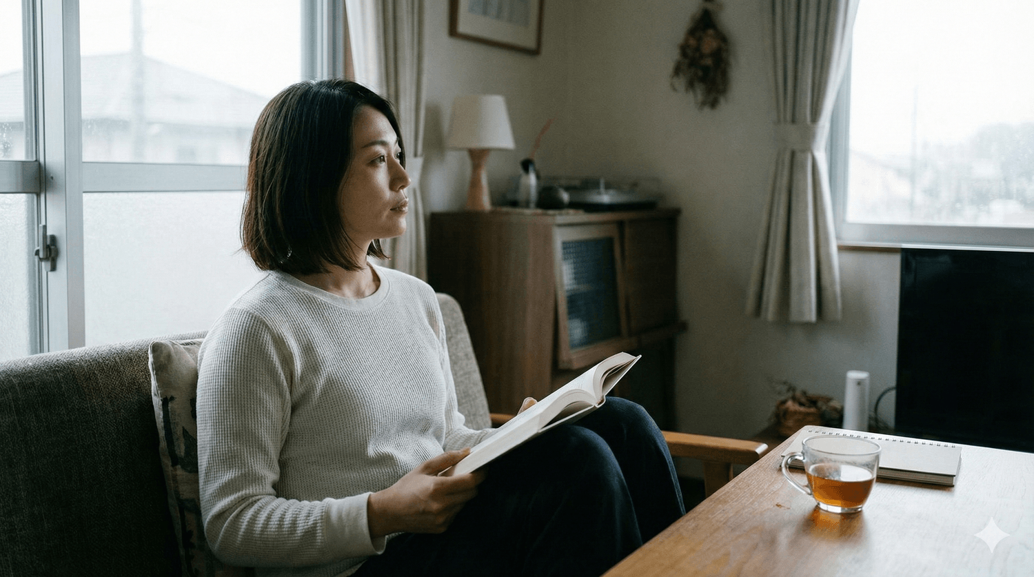 本を読みながら踏み出し方を探すイメージ