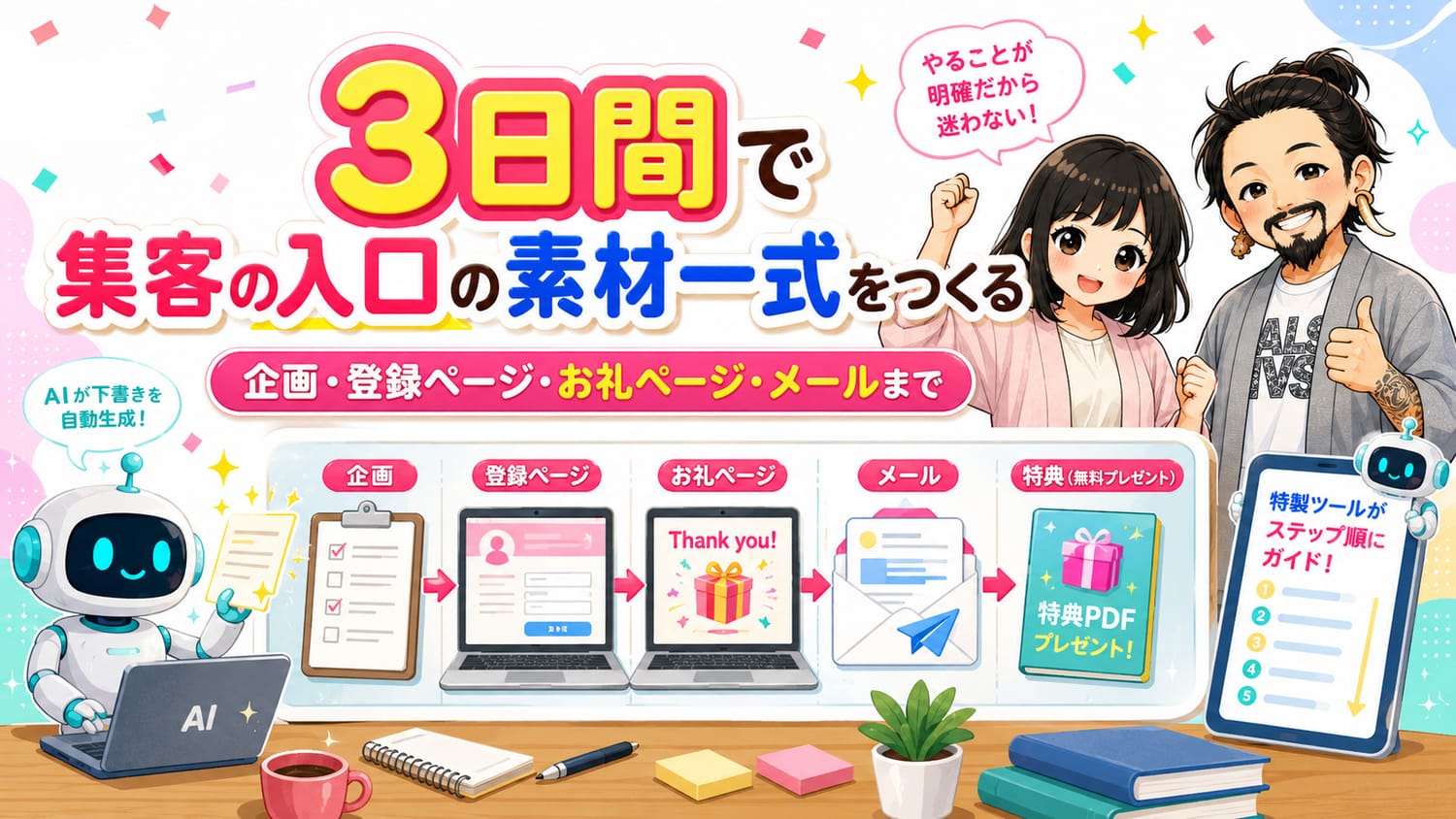 3日間で集客の入口の素材一式をつくる。