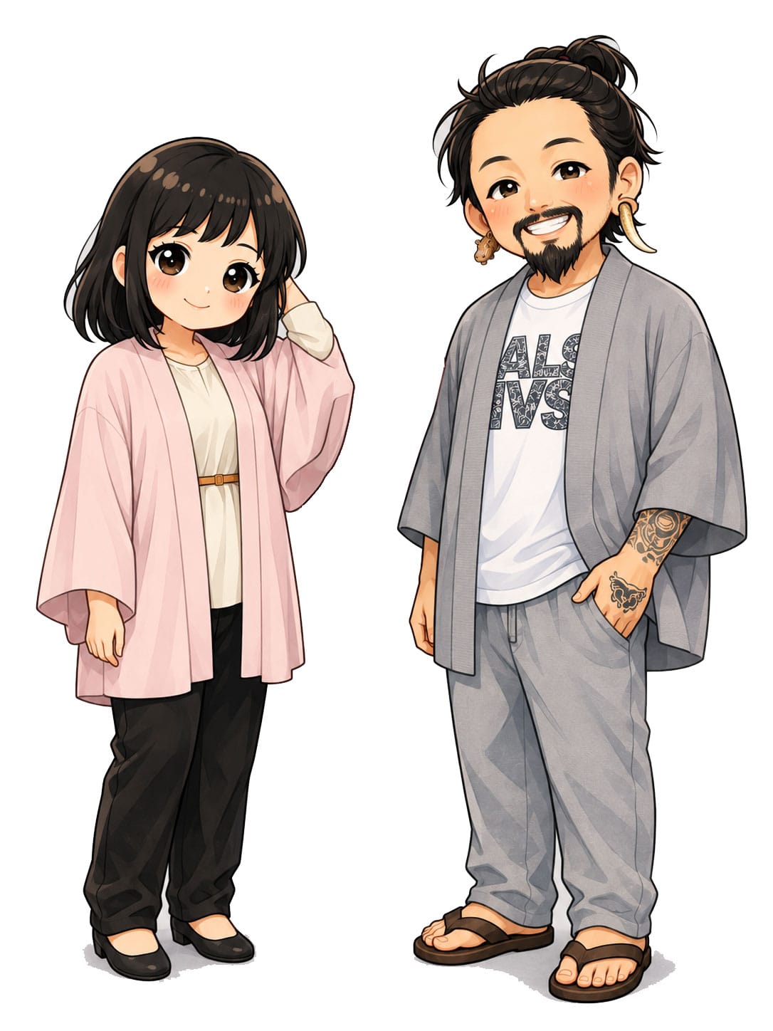 さっちゃんとじゅんや、のび学びの二人のイラスト