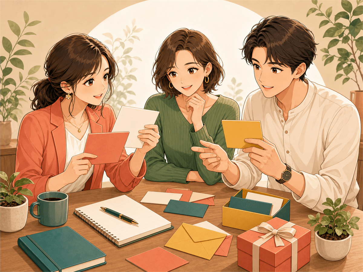 今あるページやメールを一緒に確認している様子のイラスト