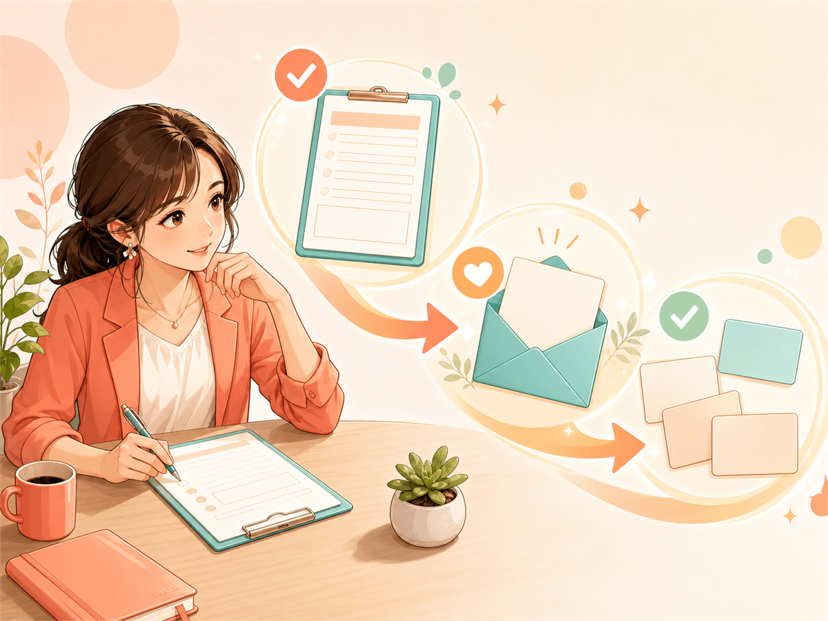 登録フォームからメール案内へつながる流れを表したイラスト