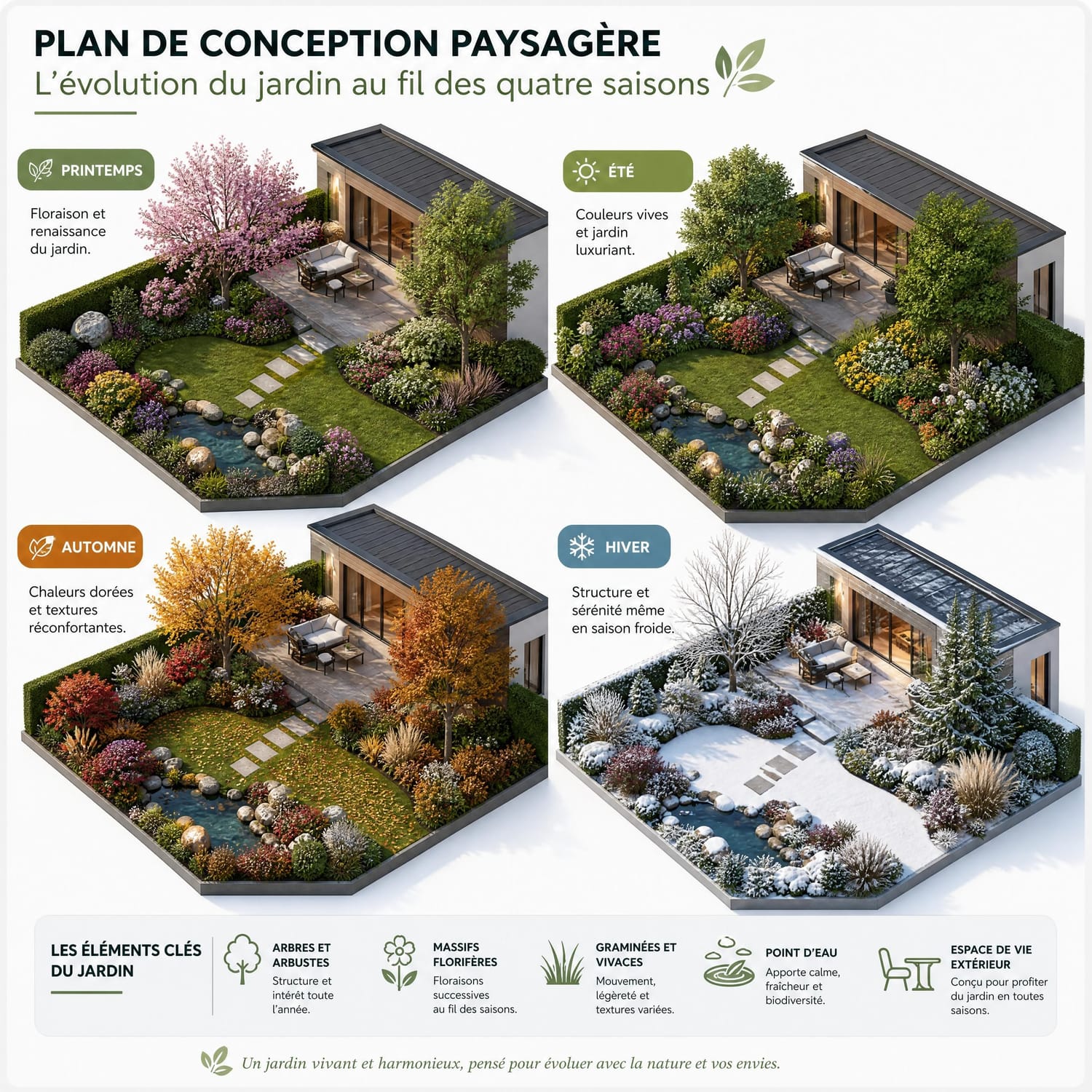 Petit balcon aménagé avec de nombreuses plantes en pots selon leur exposition à la lumière
