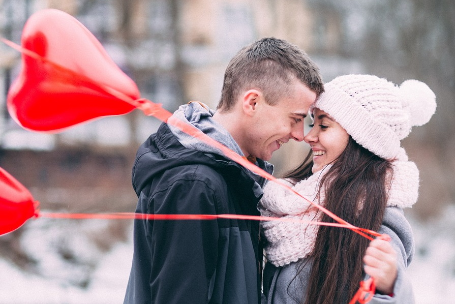 Couple and balloons