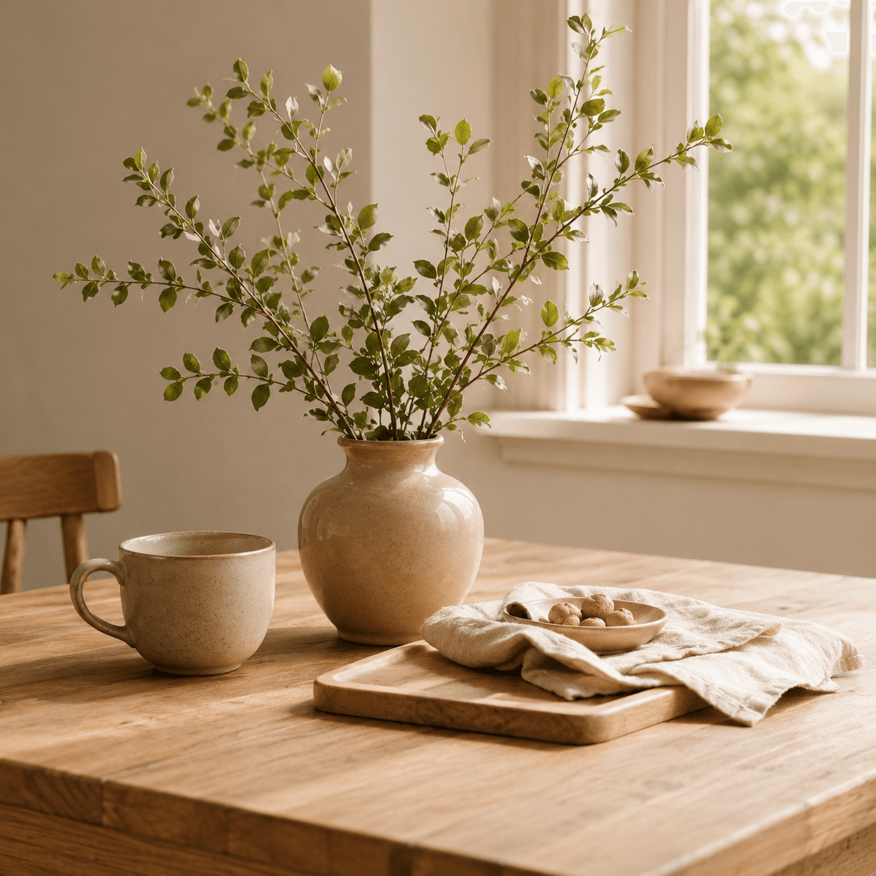 Table douce et lumineuse, espace apaisé