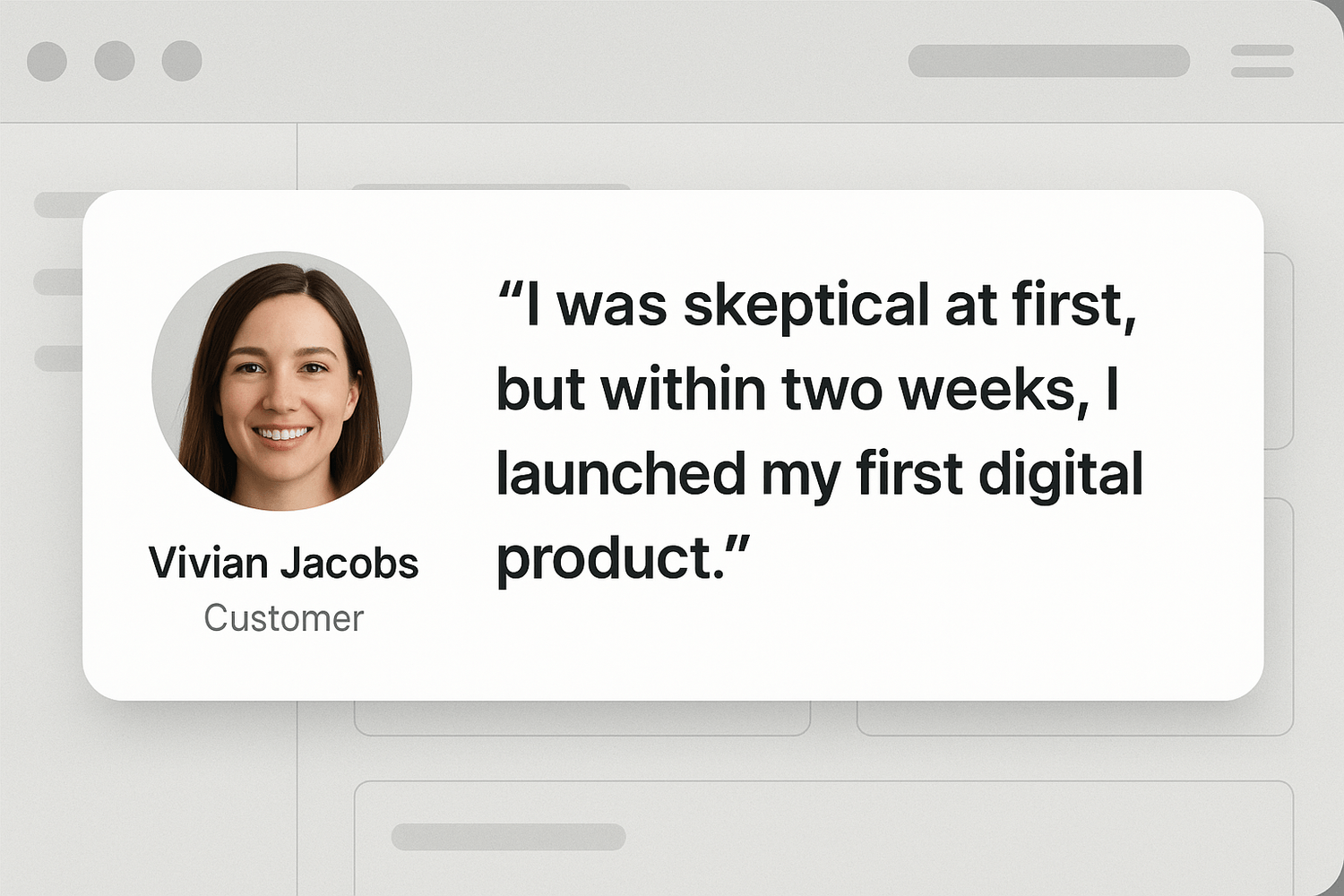 Successful digital product launch testimonial