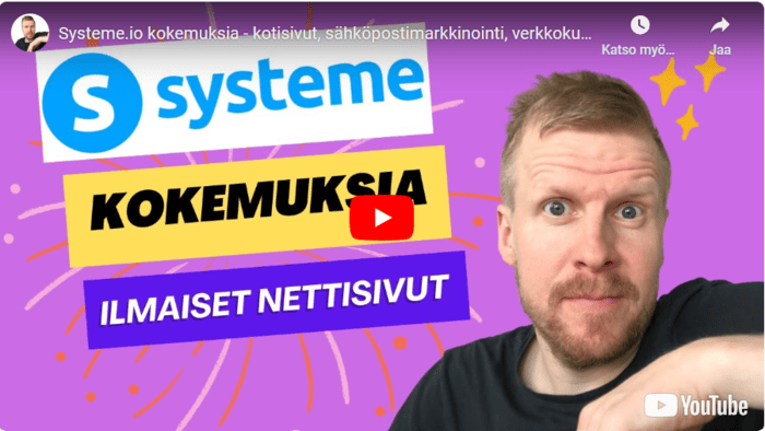 Systeme.io kokemuksia  - YouTube video.