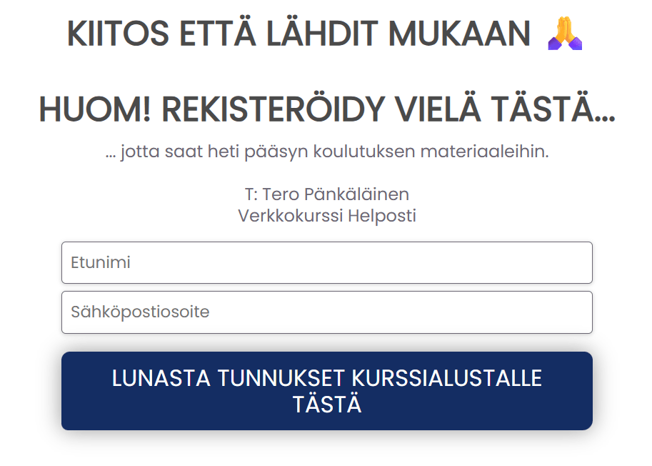 Rekisteröidy ja pääset sisään