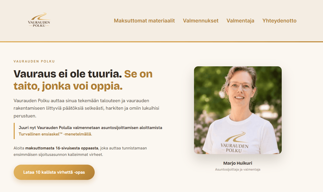 Vaurauden Polku -nettisivu