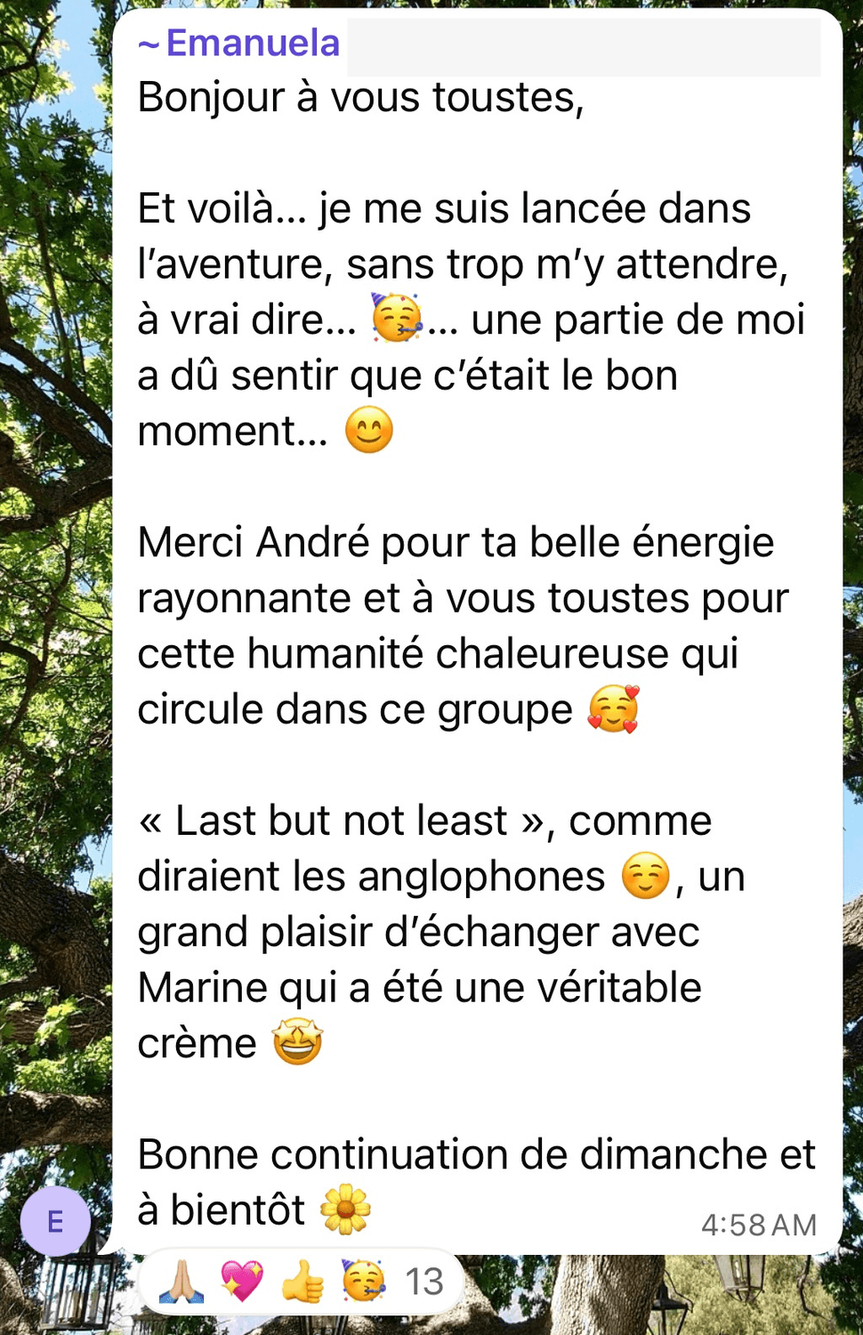 Témoignage Emanuela