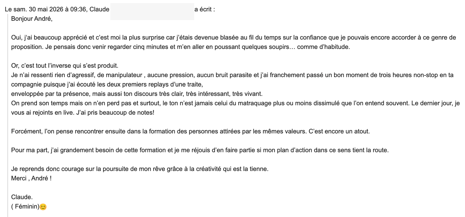Témoignage Claude email