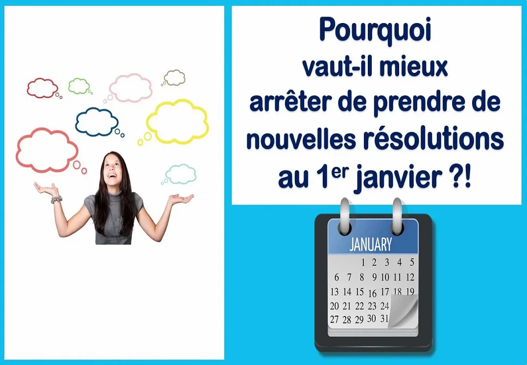 un agenda montrant la date du 1er janvier et à côté une femme pleine d'espoir