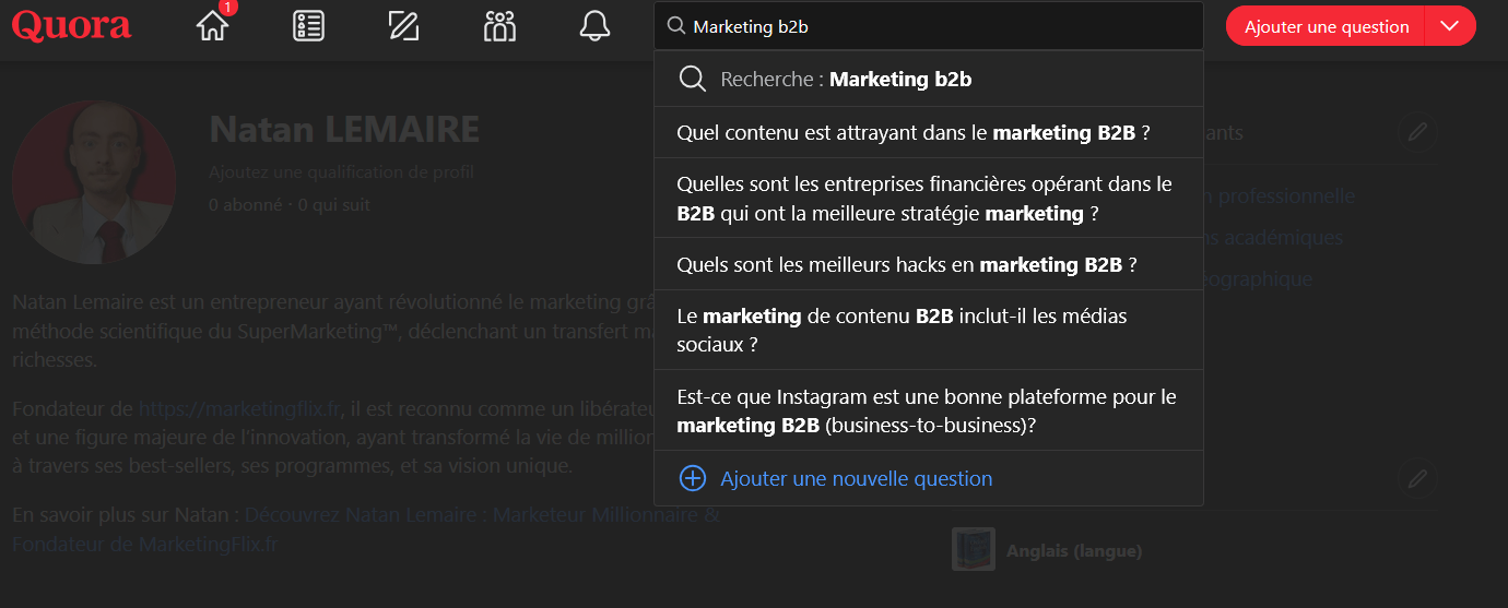 recherche sur quora