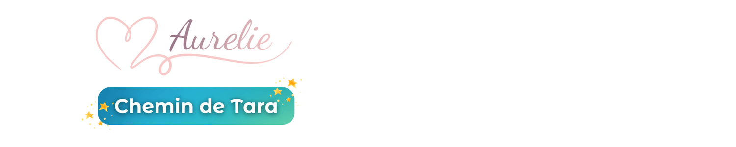 Signature visuelle d’Aurélie Ferrari | Chemin de Tara, thérapeute en psychologie énergétique à Hérouville-Saint-Clair, près de Caen. Logo pastel avec cœur et étoiles dorées, symbolisant bienveillance, harmonie et transformation intérieure.