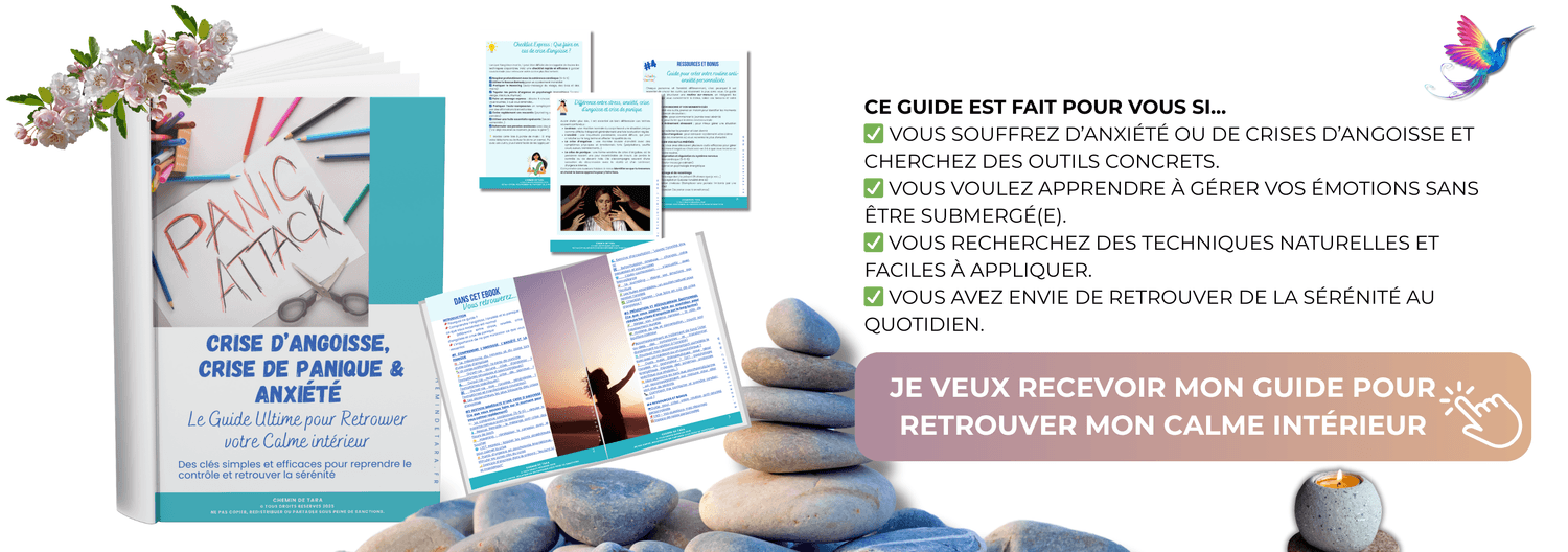 guide crise d'angoisse, crise de panique et anxiété. mochup