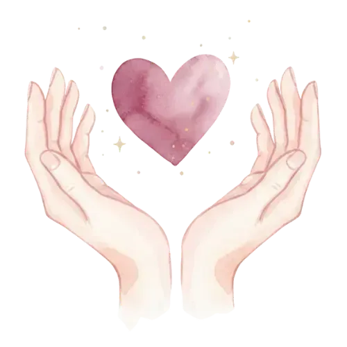 Des mains qui oofrent un coeur d'amour