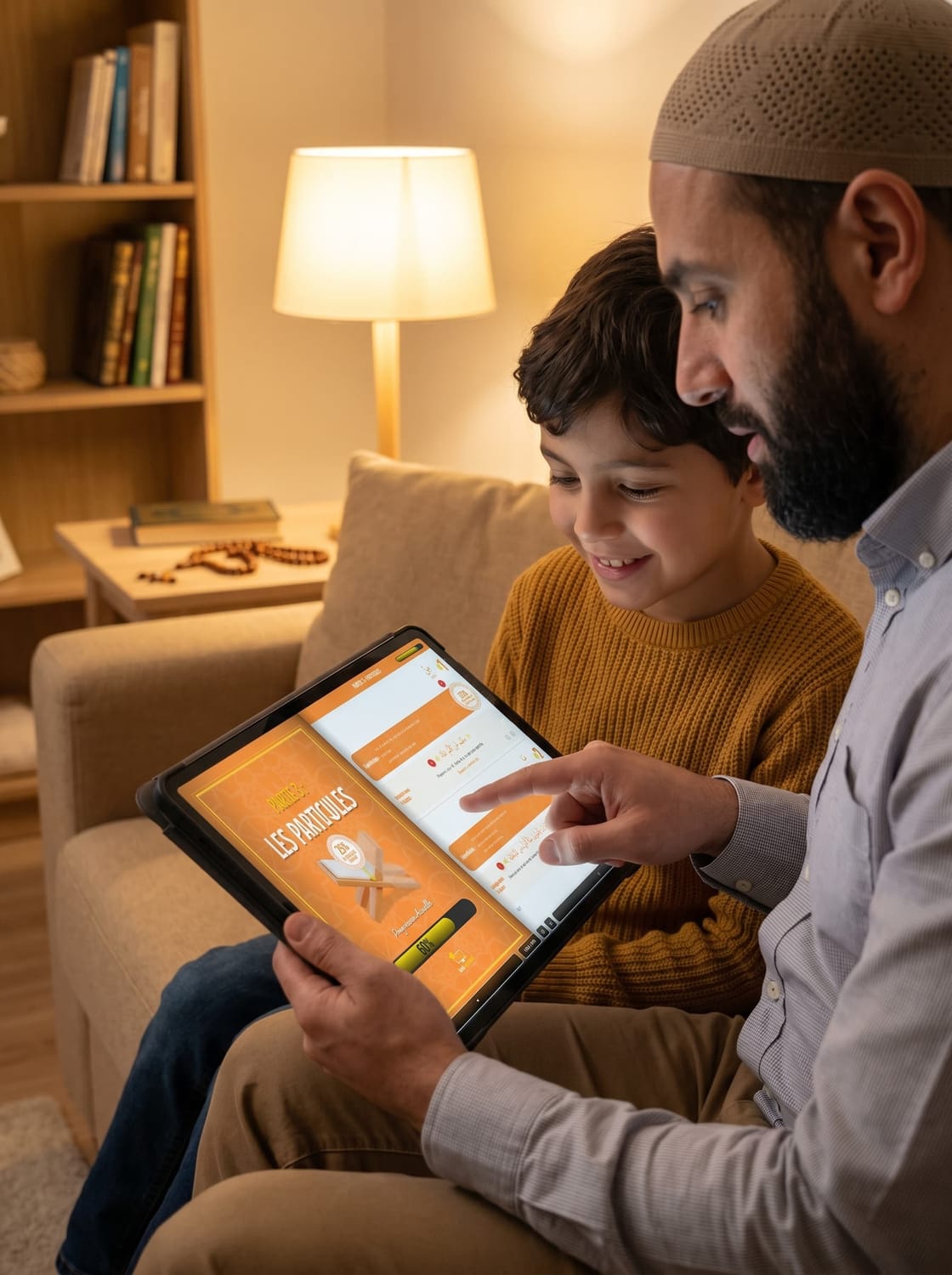 Parent et enfant apprenant ensemble