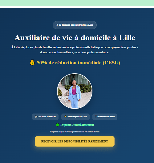 Capture réelle du profil professionnel d'auxiliaire de vie à domicile à Lille