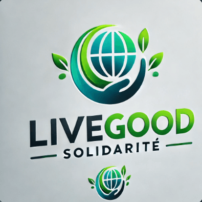 C'est le logo de livbegood solidarité reflétant les thèmes de solidarité, croissance financière, et portée mondiale