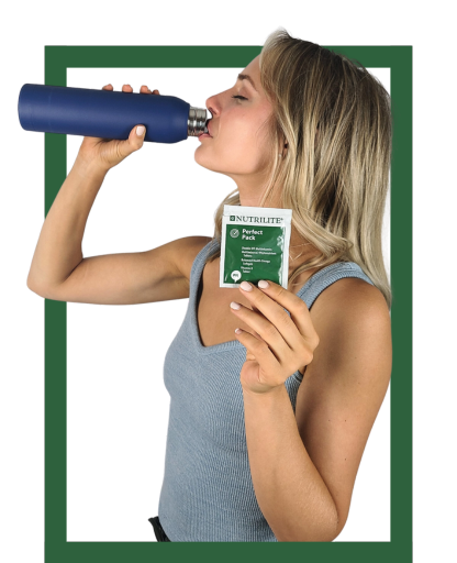 Image of a women consuming the supplements with water