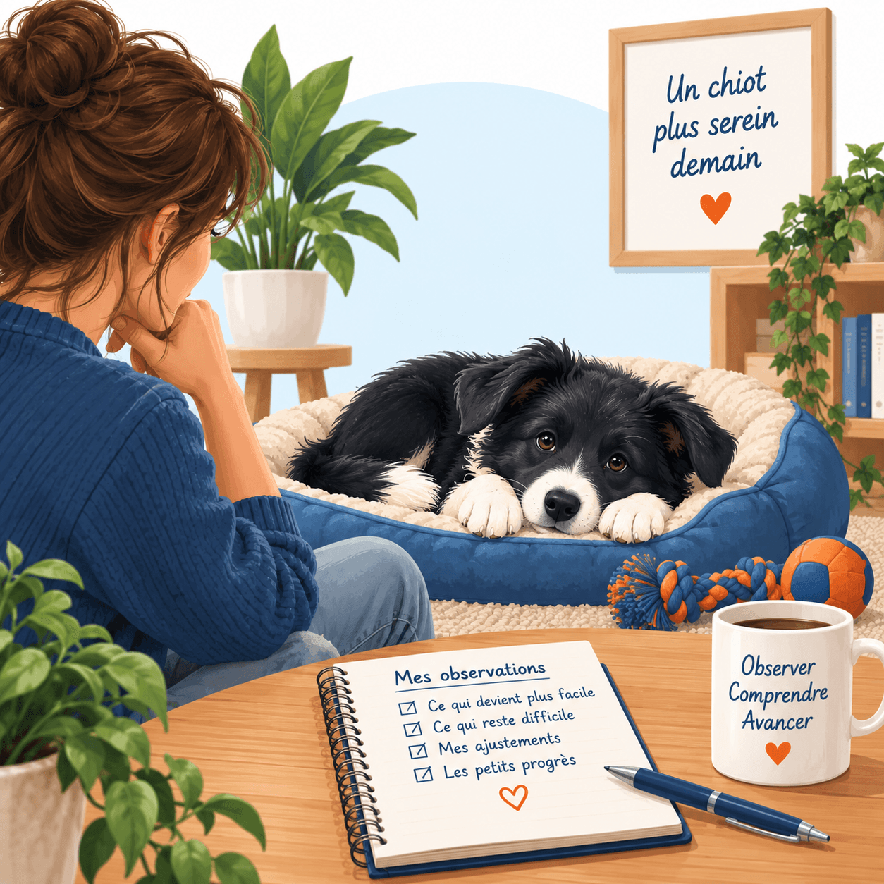 moment de calme et d'observation chiot border collie