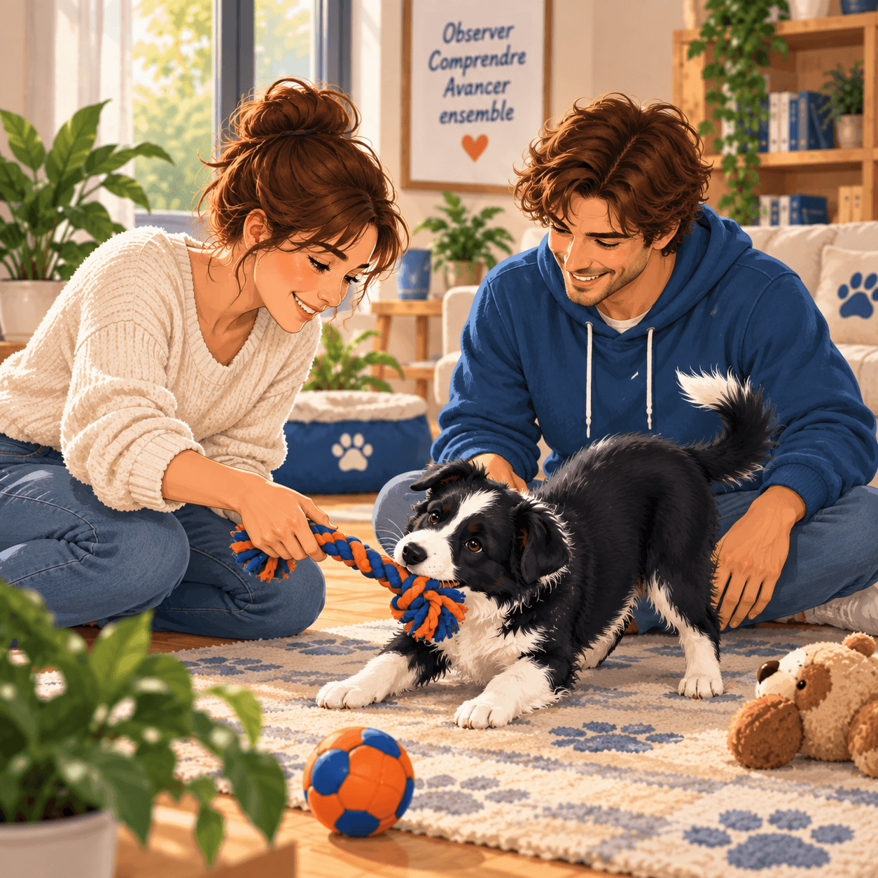 border collie jouet corde balle